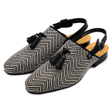 Men's summer closed toe sandals black and white stripes fashion sandal shoes for male 2024 - buy cheap