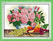 Peony Fruits 11CT Printed Canvas Cross Stitch Kits Wall Decor Paintings Handmade Home Decoration Knitting Set DIY Embroidery 2024 - buy cheap