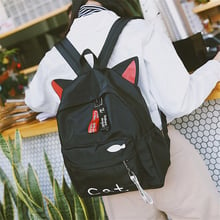 Cat CuteWomen Backpack for School Teenagers Girls Vintage Stylish School Bag Ladies Canvas Fabric Backpack Female Bookbag Z230 2024 - buy cheap