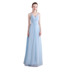 Beauty-Emily Blue Chiffon A-Line Bridesmaid Dresses 2019 Lace Backless Off the Shoulder Homecoming Party Prom Dresses 2024 - buy cheap