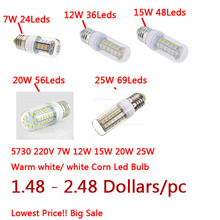 Lámparas Led E27 para Navidad, 5730, 220V, 7W, 12W, 15W, 18W, 20W, blanco cálido, 1 unids/lote, Envío Gratis 2024 - compra barato