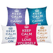 Keep Calm Printed Cushion Cover Short Plush Throw Pillow Cover Decorative Car Chair Pillow Case 2024 - buy cheap