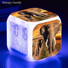 Forest Animal Elephant LED Alarm Clock 7 Color Glowing Touch Sensing Alarm Clock Kids Gift Multifunctio Digital Flash Clock 2024 - buy cheap