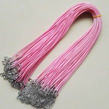 Wholesale 1.5mm pink Wax Leather Cord Necklace Rope 45cm Chain Lobster Clasp DIY Jewelry Accessories 100pcs/lot Fast Ship 2024 - buy cheap