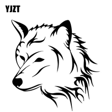 YJZT-pegatinas de cabeza de lobo para decoración de coche, calcomanía de vinilo, accesorios de parachoques, C4-1142 negro/plateado, 14,7 CM x 15,1 CM 2024 - compra barato