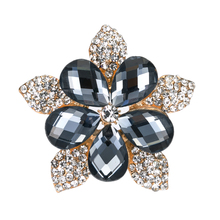 1.8 Inch Gold Tone CZ Rhinestone Crystal Diamante Star Flower Wedding Cake Bouquet Brooch 2024 - buy cheap