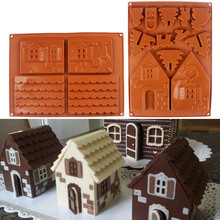 2 Pcs/Set 3D Christmas Gingerbread House Silicone Mold Chocolate Cake Mould DIY Biscuits Baking Tools moldes de silicona 2024 - buy cheap