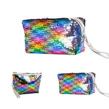 Sequins Glitter Cosmetic Bags Double Color Sequins Handbag Cosmetic Bag Makeup Bag Pouch Women Mermaid Party Clutch Bags 2024 - buy cheap