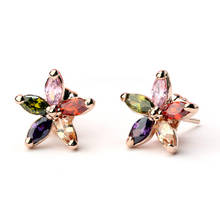 YAN MEI Hot Gold Color Star Stud Earrings with Multicolor Zircon Stone For Women Birthday Gift Jewelry 2024 - buy cheap