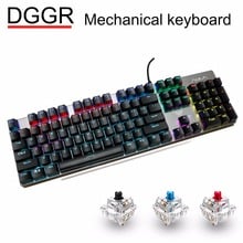 Dgg-teclado mecânico para jogos, 104 teclas, mix de teclas led, preto, azul e vermelho, com fio usb, envio em russo e espanhol para pc 2024 - compre barato
