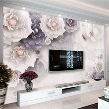 Wellyu-papel de parede personalizado, 3d, atmosfera, peônia delicada, flor, sala de estar, 3d, plano de fundo de tv, decoração de casa 2024 - compre barato