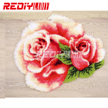 Tapete de gancho de trava 3d, flores, rosa, bordado, sem acabamento, tapete de crochê, decoração da casa, bordado 2024 - compre barato
