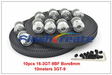10pcs 16 Teeth 3GT Pulley Bore 8mm + 10meters 3GT Rubber Timing Belt Width 9mm GT3 timing belt pulley 3D Printer Parts 2024 - buy cheap