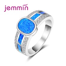 Rings for Women Ocean Blue Oval Opal Ring 925 Sterling Silver Wedding Patry jewelry Ring for Women Best Gift 2024 - buy cheap