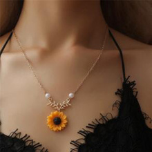 PINKSEE Luscious Sunflower & Leaf Pendant Necklace Bohemian Jewelry for Women Creative Girlfriend Gift 2024 - buy cheap