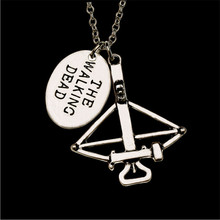 The Walking Dead Necklace Crossbow Bow And Arrow Pendant Zombie Fight The Dead Fear The Living Vintage Movie Jewelry Wholesale 2024 - buy cheap