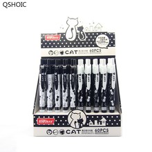60pcs/lot Kawaii Stationery Cute Black And Withe Cat Ballpoint Pens For Writing 0.5mm Blue Ink Pen Set Office School Supplies 2024 - buy cheap