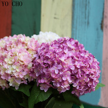 YO CHO-Hortensia de seda china de alta calidad, flor falsa azul, ramo de flores para boda, decoración navideña para el hogar, plantas, accesorios de fotografía 2024 - compra barato