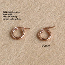 Rose Gold-color Plated Titanium 10mm Hoop Earrings 316 L Stainless Steel No Easy Fade Allergy Free 2024 - buy cheap