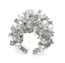 (Minimum Order $12) Faux Pearl Rhinestone Crystal Diamante Bridal Brooch Women Pin Jewelry Gifts 2024 - buy cheap