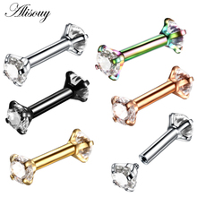 Alisouy 1pc colorful Crystal 16G 1.2*6*3mm Internally Threaded Earring Tragus Ring Piercing orelha cartilagem body jewelry 2024 - buy cheap