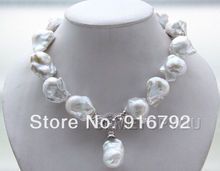 free shipping >>>>>Amzing!! Natural 28mm Baroque white Reorn keshi pearls necklace pendant E2182 2024 - buy cheap