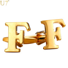 U7 New Cufflinks Blanks Trendy Gold/Silver Color Name Men Jewelry Alphabet F Letter Charm Cufflinks Studs With Box C206 2024 - buy cheap