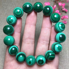 Natural verde malaquita chrysocolla pulseira de estiramento contas redondas 10mm 12mm 14mm mulher homem aaaaaa 2024 - compre barato