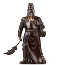 Free shipping  002639 12 Chinese Bronze Copper Guan Gong Guan Yu Buddha God Hold Dragon Sword Statue 2024 - buy cheap