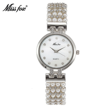 Relógio de cristal de pérola feminino, relógio de pulso de marca famosa para mulheres, com vestido casual e luxuoso 2024 - compre barato