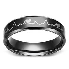 361L кольцо из нержавеющей стали, черное электрокардиограммовое кольцо с сердцебиением для мужчин, Ювелирное кольцо 2024 - купить недорого