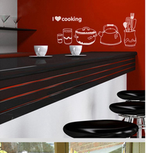 "I Love Cooking " Wall Decals Waterproof & IOPP For Dining Room/Kitchen Vinyl Wall Stickers Decoration Free Shipping 2024 - buy cheap