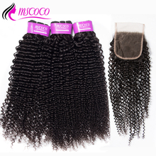 Mscoco Hair Brazilian Kinky Curly Bundles With Closure Lace Closure With Bundles Remy Human Hair Weave 3 Bundles With Closure 2024 - buy cheap