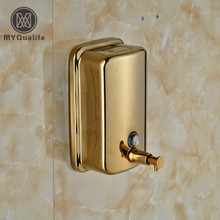 Stainless Steel Golden Bathroom Kitchen Soap Dispenser Wall Mounted 800ml Liquid Shampoo Bottle Soap Box 2024 - buy cheap