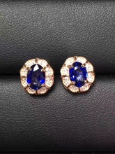 Sapphire stud earring For men or women Free shipping Natural real sapphire 925 sterling silver 5*7mm 2pcs gemstone 2024 - buy cheap