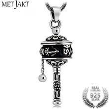 MetJakt Buddhist Drum Pendant with Scripture Solid 925 Sterling Silver Bring Lucky Pendant Necklace Pendant for Vintage Jewelry 2024 - buy cheap
