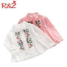 R & Z-camisa con bordado de flores para niñas, Camisa de algodón con solapa, primavera y otoño, 2019 2024 - compra barato