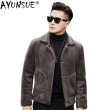 AYUNSUE Natural Sheep Shearling Fur Coat Short Winter Jacket Men Clothes 100% Wool Fur Coats Mens Plus Size Coat YC1993 MY770 2024 - buy cheap