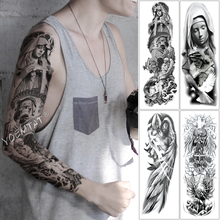Татуировка с большим рукавом, водостойкая Временная тату-наклейка с изображением ангела и крыльев, полный тату с Тотем 2024 - купить недорого