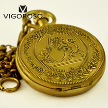 VIGOROSO Luxury Pocket Watch Antique Wind up Mechanical Watch High Quality Pure Copper Fob Chain Clock Roman Numerals Analog Men 2024 - buy cheap