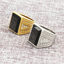 High Quality Jewelry Men's Vintage Silver Gold Colour Precious Black Stone Punk Gothic Rings Men Stainless steel Gift Wholesale 2024 - buy cheap