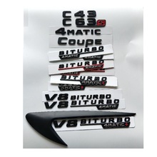 Черные буквы C43 C63 C63s V8 BITURBO 4matic + брызговик багажника эмблема багажника эмблемы значки для Mercedes Benz AMG W204 W205 купе 2024 - купить недорого