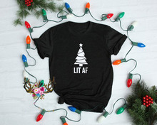 Merry Christmas Lit Af T-Shirt Hipster Casual Christmas Star Tee Stylish Cotton Shirt Unisex Vintage Premium Quality Top Outfits 2024 - buy cheap