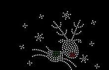 2pc/lot running Snow deer hot fix rhinestone motif designs iron on crystal transfers design iron on applique patches 2024 - buy cheap