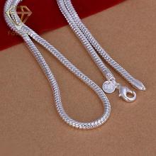Silver 925 Collares Mujer in Barcelona 2017 New Fashion Men's Jewelry 4MM 20/24inches Silver Plated Snake Chain Necklace 2024 - buy cheap