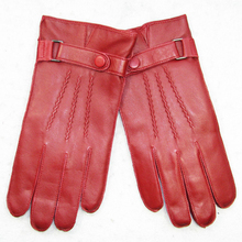 Guantes de costura exterior para hombre, de piel de oveja roja, piel auténtica, terciopelo fino forrado, conducción de abrigo, XC-203 2024 - compra barato