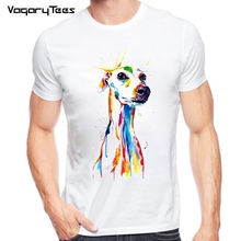 Camiseta con diseño de perro galgo/Bulldog Francés para niños, camisa de manga corta con diseño de Animal mascota, gran Pug informal, divertida camiseta de acuarela 2024 - compra barato