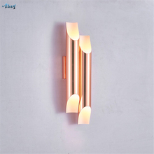 Modern Tube Metal Wall Sconces Lamps Living Room Bedside Corridor Living Room Bed Wall Aluminum Rose Gold Wall Lights Fixtures 2024 - buy cheap