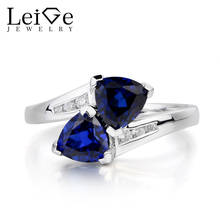 Leige Jewelry Proposal Ring Blue Sapphire Ring September Birthstone Trillion Cut Blue Gemstone Solid 925 Sterling Silver Ring 2024 - buy cheap