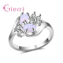 Real 925 Sterling Silver  Ring Original Crystal Jewelry Elegant Fire Opal Crystal Wedding Rings for Girls and Women 2024 - buy cheap